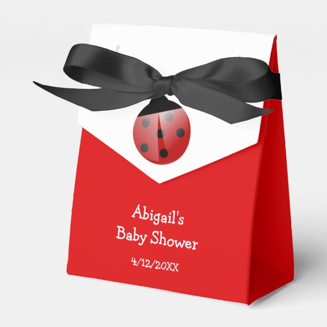 Red Ladybug Baby Dusche Personalisiert Geschenkschachtel (Vorderseite)