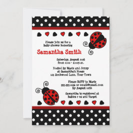 Red Ladybug Baby Shooter Black and White Polka Dot Einladung