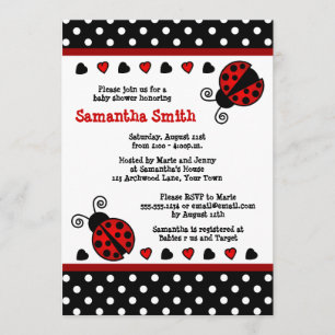 Red Ladybug Baby Shooter Black and White Polka Dot Einladung