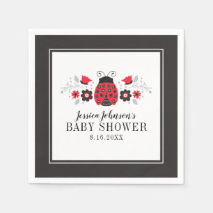 Red Ladybug Baby Shower Napkin Serviette