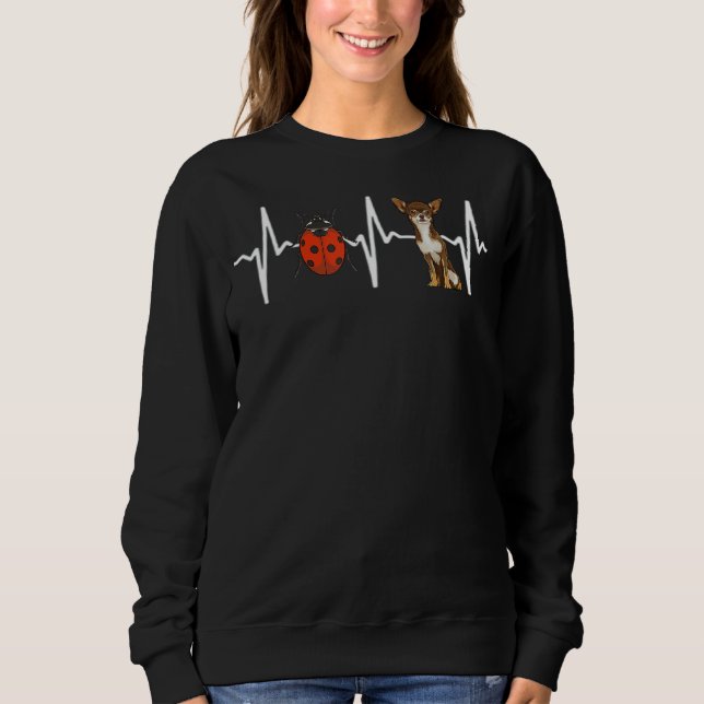 Red Ladybug Brown Chihuahua Heartbeat Dog Sweatshirt (Vorderseite)