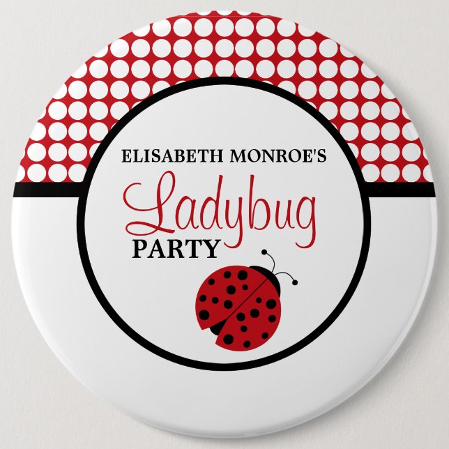 Red Ladybug Children's Birthday Party Button (Vorderseite)