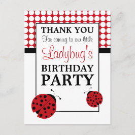 Red Ladybug Children's Birthday Party Danke Postkarte