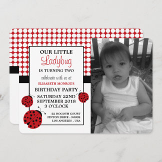 Red Ladybug Children's Birthday Party Einladung