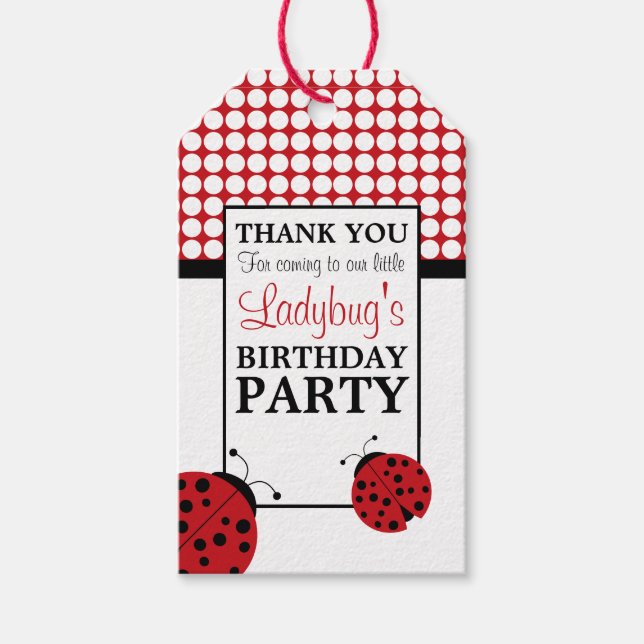 Red Ladybug Children's Birthday Party Geschenkanhänger (Vorderseite)