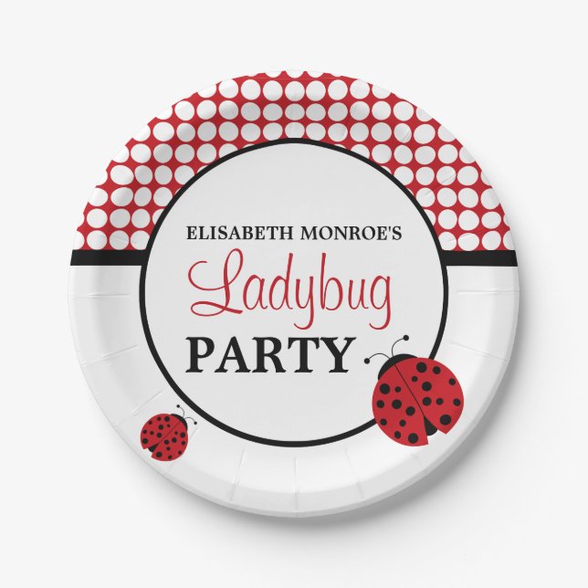 Red Ladybug Children's Birthday Party Pappteller (Vorderseite)