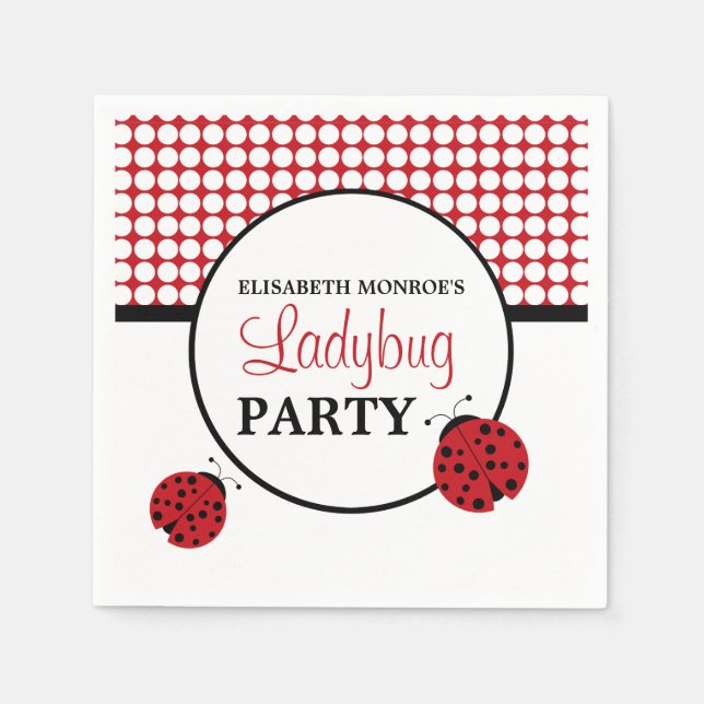 Red Ladybug Children's Birthday Party Serviette (Vorderseite)