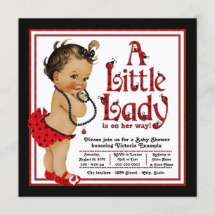 Red Ladybug Ethnic Girl Ladybug Babydusche Einladung