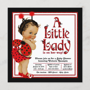 Red Ladybug Ethnic Girl Ladybug Babydusche Einladung