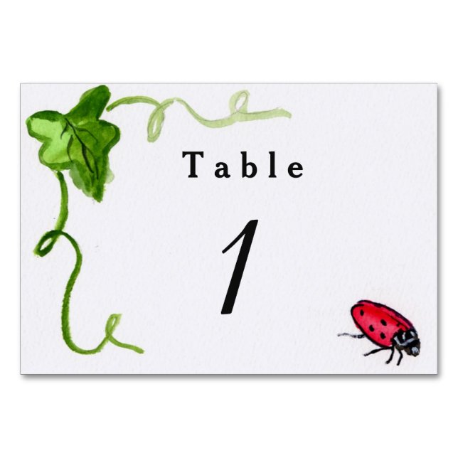 Red Ladybug Garden Custom Number Table Cards Tischnummer (Vorderseite)