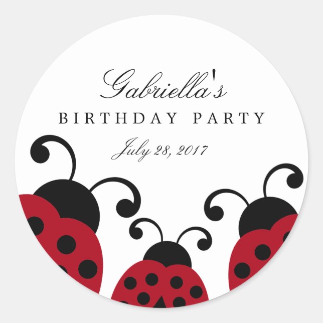 Red Ladybug Gastgeschenk Stickers (Vorderseite)
