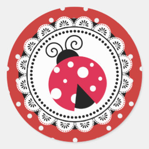Red Ladybug Girl Shower Stickers