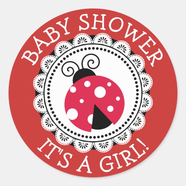 Red Ladybug Girl Shower Stickers (Vorderseite)