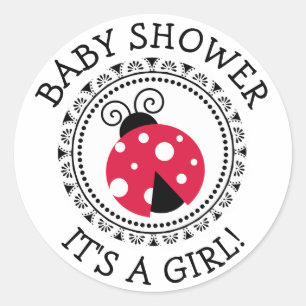 Red Ladybug Girl Shower Stickers