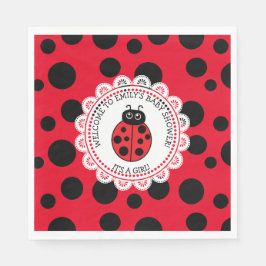Red Ladybug Girl's Baby Shower Serviette