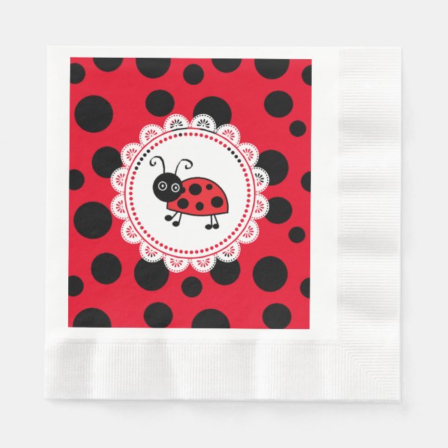 Red Ladybug Girl's Baby Shower Serviette (Vorderseite)