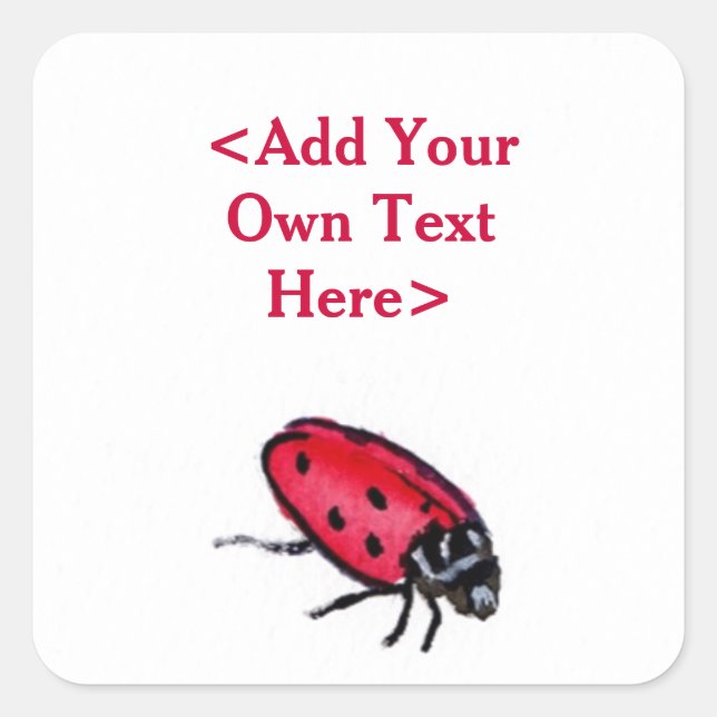 Red Ladybug Insect Custom Art Label Aufkleber (Vorderseite)