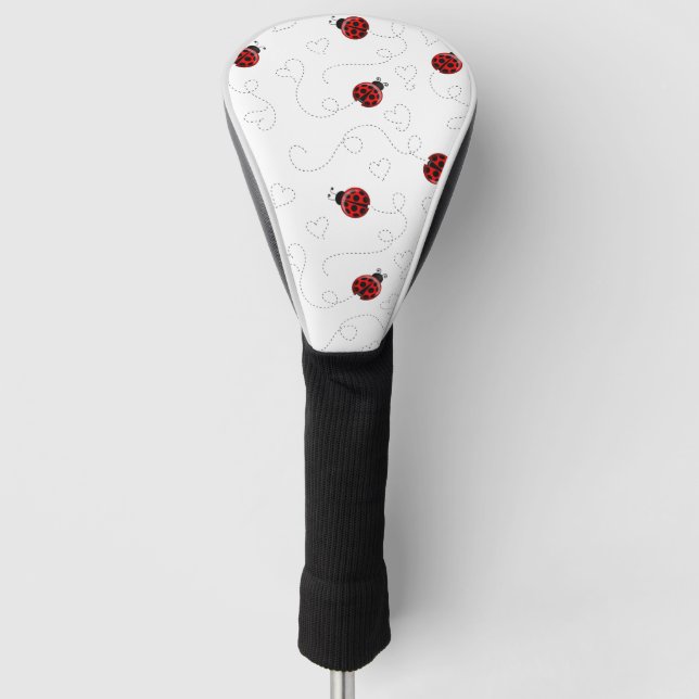 Red Ladybug Käfer Insekt Lover Black Hearts Golf Headcover (Vorderseite)