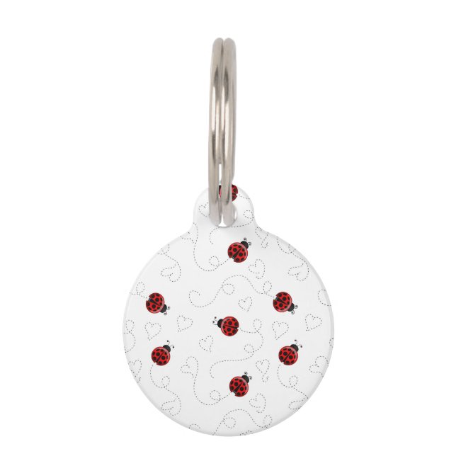 Red Ladybug Käfer Insekt Lover Black Hearts Haustiermarke (Vorderseite)