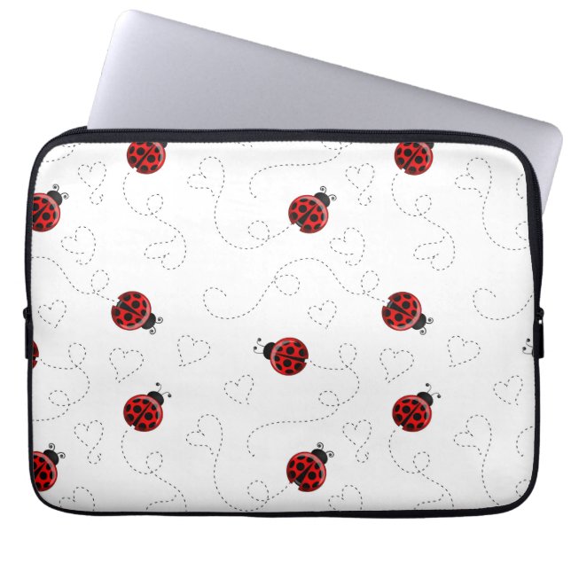 Red Ladybug Käfer Insekt Lover Black Hearts Laptopschutzhülle (Vorderseite)