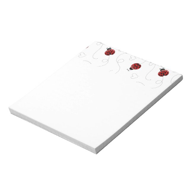 Red Ladybug Käfer Insekt Lover Black Hearts Notizblock (Rotiert)
