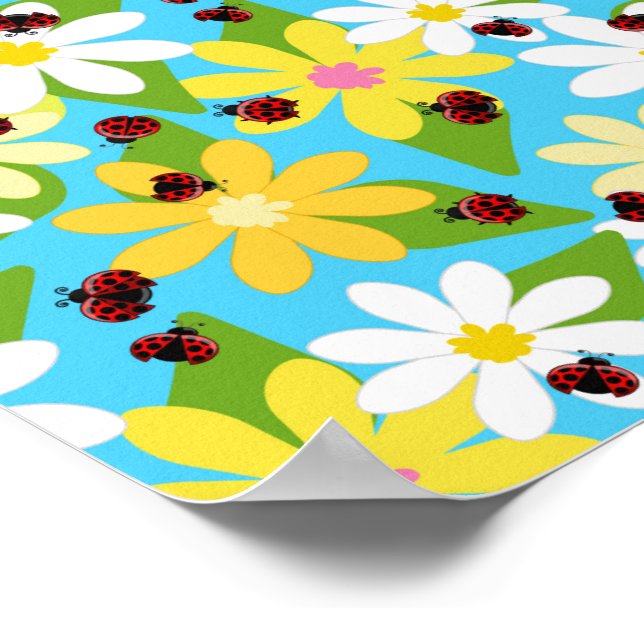 Red Ladybug Käfer Insekt Lover Black Hearts Poster (Ecke)