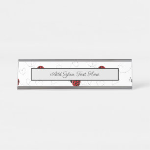 Red Ladybug Käfer Insekt Lover Black Hearts Schreibtischnamensplakette