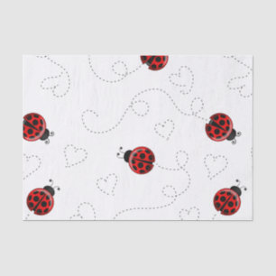 Red Ladybug Käfer Insekt Lover Black Hearts Seidenpapier