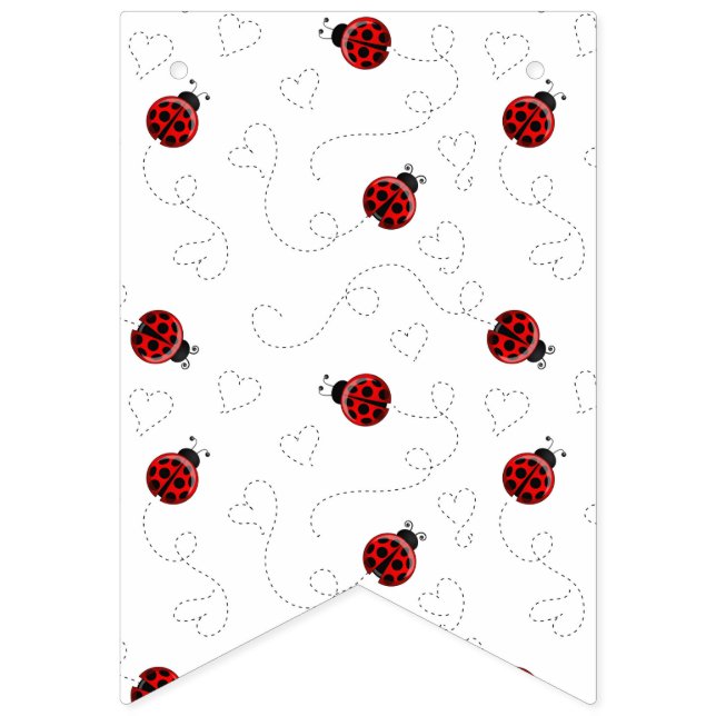 Red Ladybug Käfer Insekt Lover Black Hearts Wimpelkette (Erste Fahne)