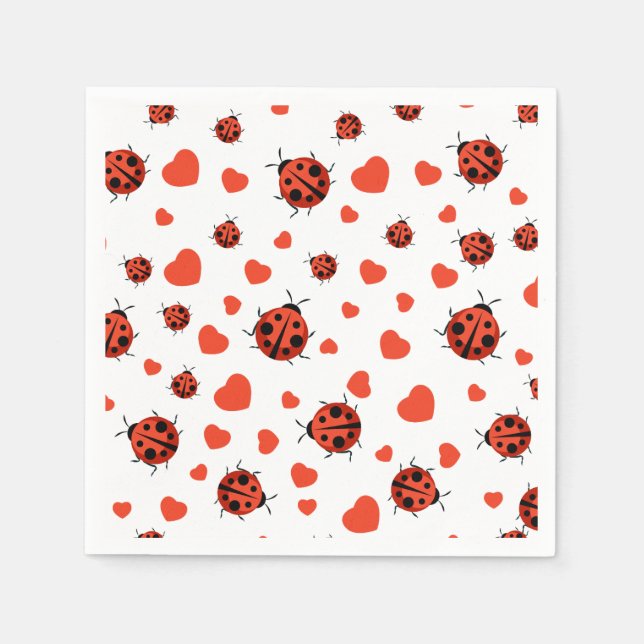Red Ladybug Paper Teller Serviette (Vorderseite)