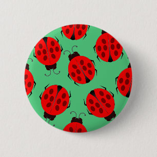 Red Ladybug Pattern Button
