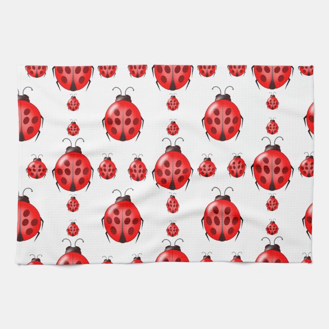Red Ladybug Pattern Handtuch (Horizontal)