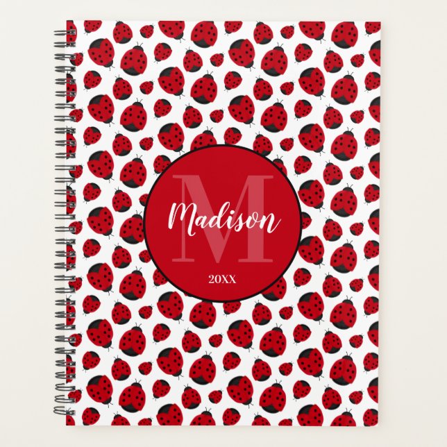 Red Ladybug Pattern Personalisiert Planer (Vorderseite)