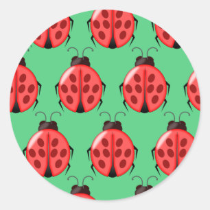 Red Ladybug Pattern Runder Aufkleber
