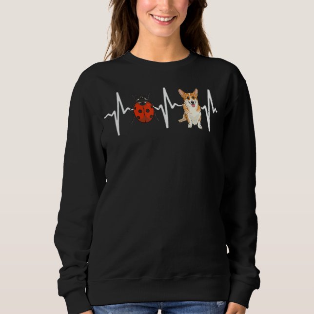 Red Ladybug Pembroke Welsh Corgi Heartbeat Dog Sweatshirt (Vorderseite)