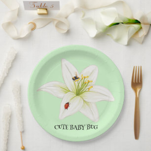 Red Ladybug Rosa Lily Blume individuelle Name Pappteller