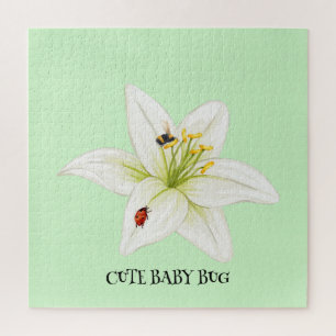 Red Ladybug Rosa Lily Blume individuelle Name Puzzle