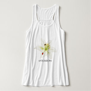 Red Ladybug Rosa Lily Blume individuelle Name Tank Top