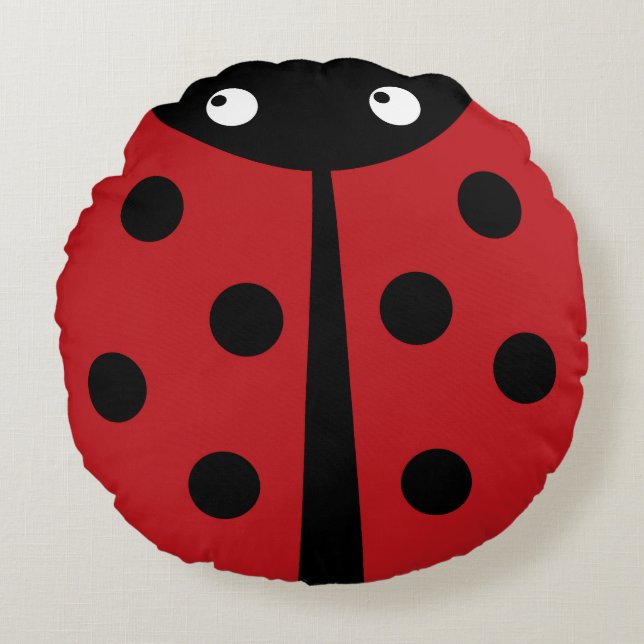 Red Ladybug Round Throw Kissen (Vorderseite)
