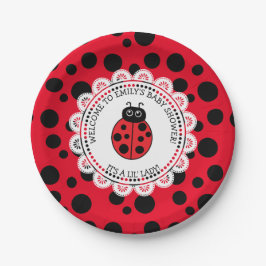 Red Ladybug Themed Baby Dusche Pappteller