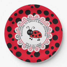 Red Ladybug Themed Baby Dusche Pappteller