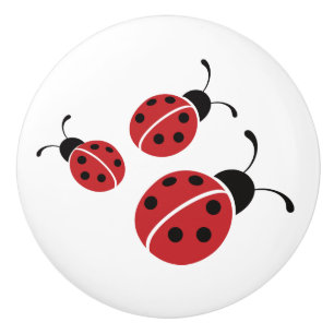 Red Ladybug Trio Keramikknauf