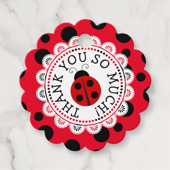Red Ladybug Vielen Dank Personalisierte Geschenket Geschenkanhänger (Vorderseite)