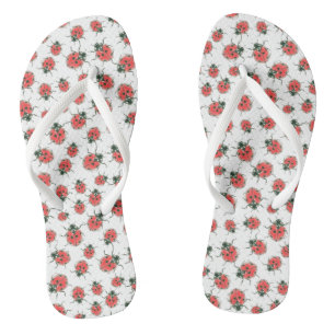 Red Ladybugs, Aquarellmuster Flip Flops