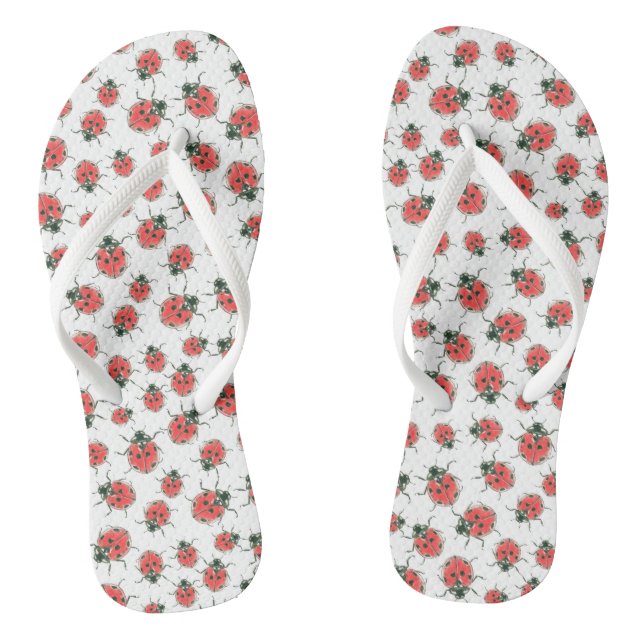 Red Ladybugs, Aquarellmuster Flip Flops (Fußbett)