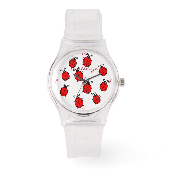Red Ladybugs Crawling Thunder_Cove Armbanduhr (Vorderseite)