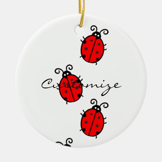 Red Ladybugs Crawling Thunder_Cove Keramik Ornament (Vorne)