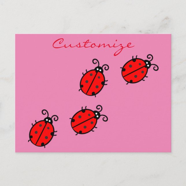 Red Ladybugs Crawling Thunder_Cove Postkarte (Vorderseite)