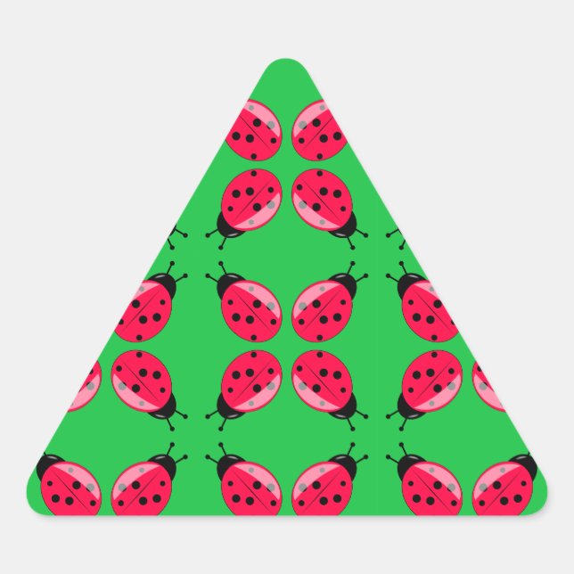 Red Ladybugs Dreieckiger Aufkleber (Vorderseite)