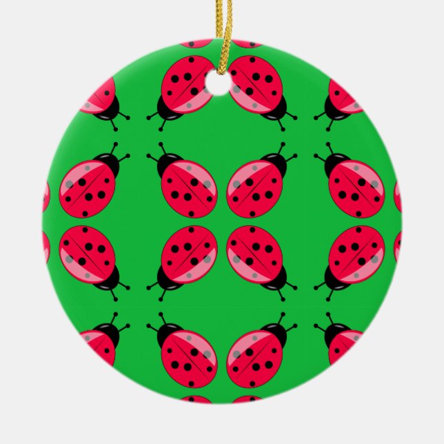 Red Ladybugs Keramik Ornament (Vorne)